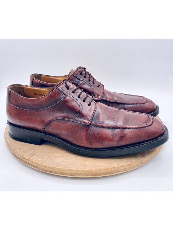 Vintage Santoni Shoes Mens 8.5 Brown Leather Plain Toe Dress Oxfords Italy main image 8